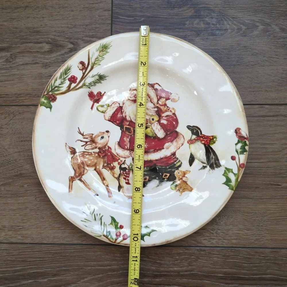 RARE Pier 1 Winter Wonders Dinner Plate Santa Deer Penguin Benny Birds 10.5